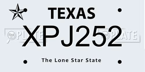 XPJ252 Texas License Plate
