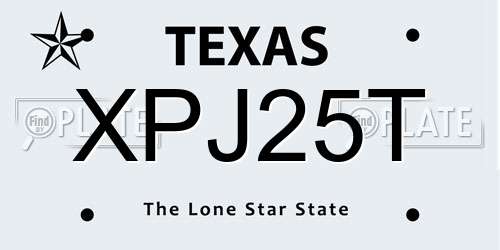 XPJ25T Texas License Plate