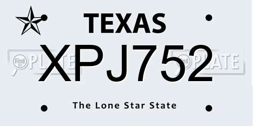 XPJ752 Texas License Plate