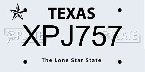 XPJ757 Texas License Plate