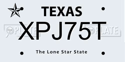 XPJ75T Texas License Plate
