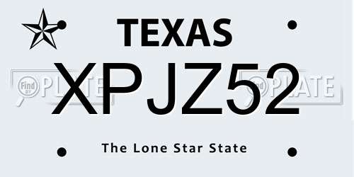 XPJZ52 Texas License Plate