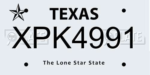 XPK4991 Texas License Plate