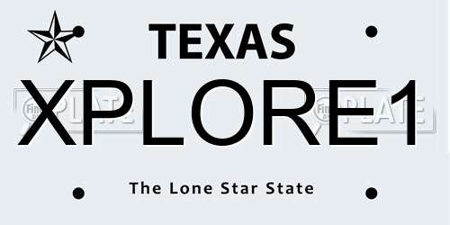 XPLORE1 Texas License Plate