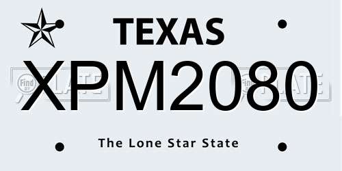XPM2080 Texas License Plate