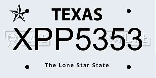 XPP5353 Texas License Plate