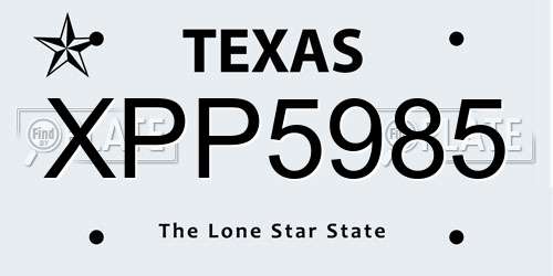 XPP5985 Texas License Plate