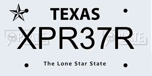 XPR37R Texas License Plate