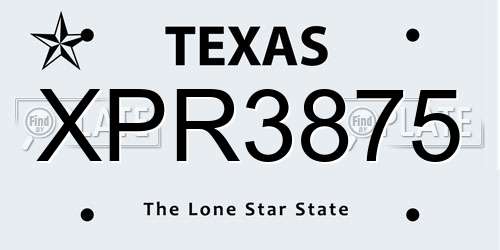 XPR3875 Texas License Plate