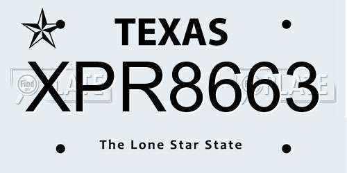 XPR8663 Texas License Plate