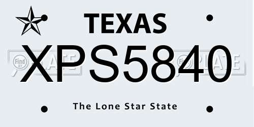 XPS5840 Texas License Plate