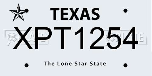 XPT1254 Texas License Plate