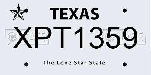 XPT1359 Texas License Plate