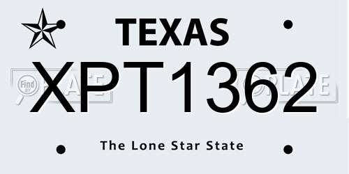 XPT1362 Texas License Plate