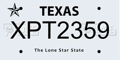 XPT2359 Texas License Plate