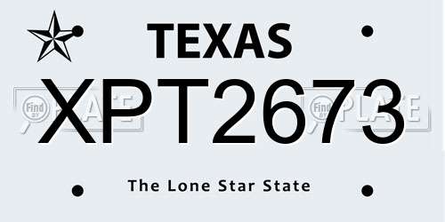 XPT2673 Texas License Plate