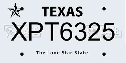 XPT6325 Texas License Plate