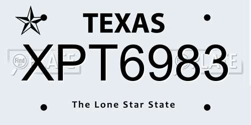 XPT6983 Texas License Plate
