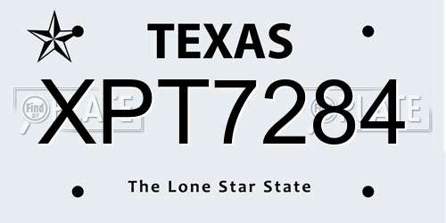 XPT7284 Texas License Plate