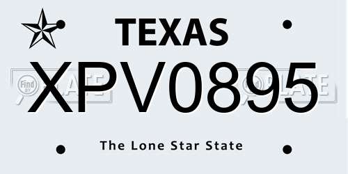 XPV0895 Texas License Plate