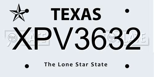 XPV3632 Texas License Plate