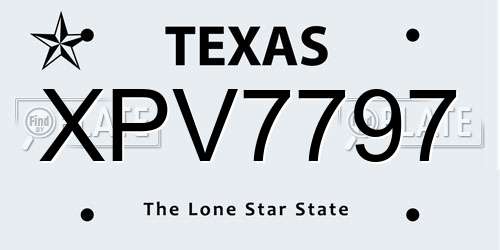 XPV7797 Texas License Plate