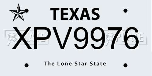XPV9976 Texas License Plate