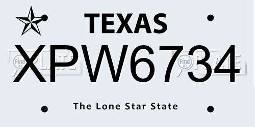 XPW6734 Texas License Plate