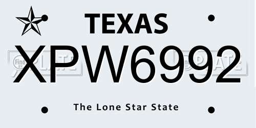XPW6992 Texas License Plate