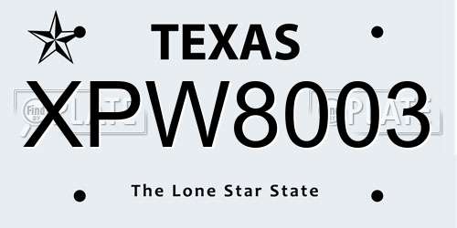 XPW8003 Texas License Plate