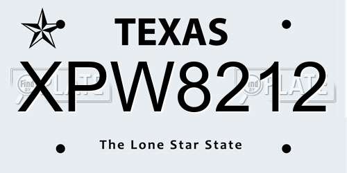 XPW8212 Texas License Plate