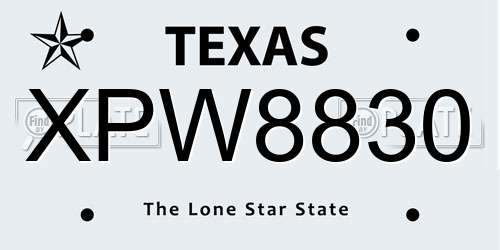 XPW8830 Texas License Plate