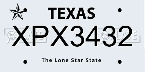 XPX3432 Texas License Plate