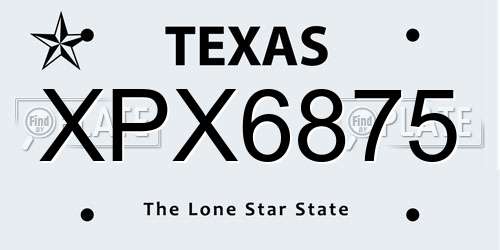 XPX6875 Texas License Plate