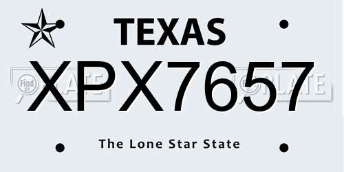 XPX7657 Texas License Plate