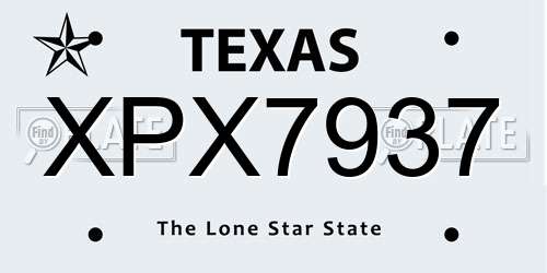 XPX7937 Texas License Plate