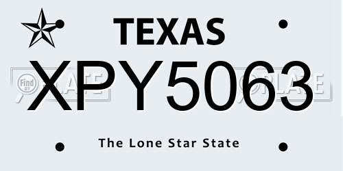 XPY5063 Texas License Plate
