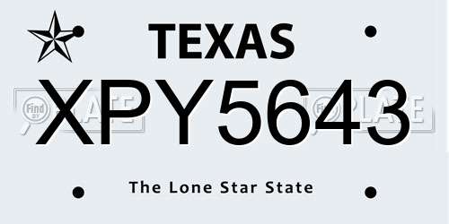 XPY5643 Texas License Plate
