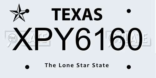 XPY6160 Texas License Plate
