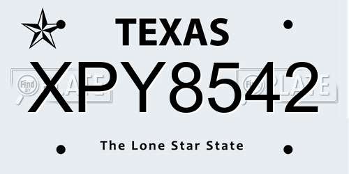 XPY8542 Texas License Plate