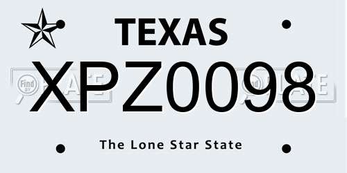 XPZ0098 Texas License Plate