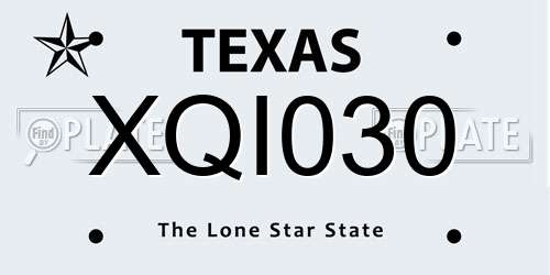XQI030 Texas License Plate