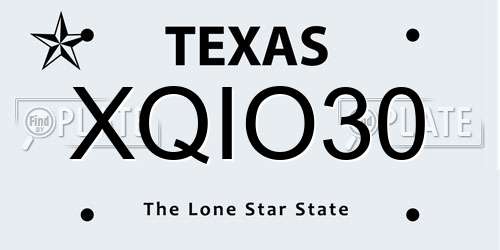 XQIO30 Texas License Plate