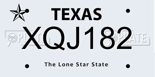 XQJ182 Texas License Plate
