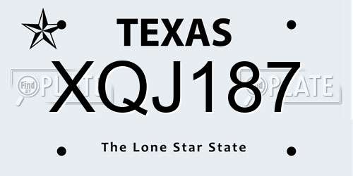 XQJ187 Texas License Plate