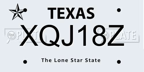 XQJ18Z Texas License Plate