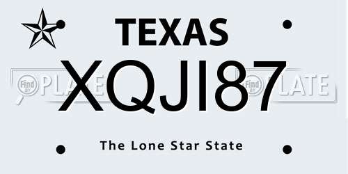 XQJI87 Texas License Plate