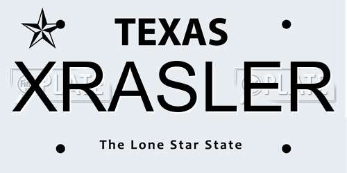XRASLER Texas License Plate