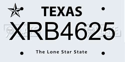 XRB4625 Texas License Plate