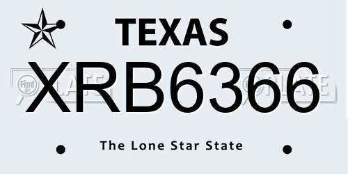 XRB6366 Texas License Plate
